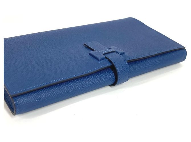 Cartera larga de cuero Epsom Hermès Azul - vista 4