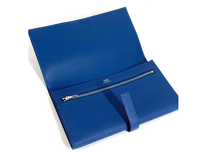 Cartera larga de cuero Epsom Hermès Azul - vista 8