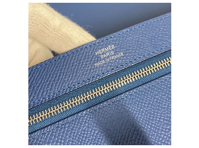 Cartera larga de cuero Epsom Hermès Azul - vista 9