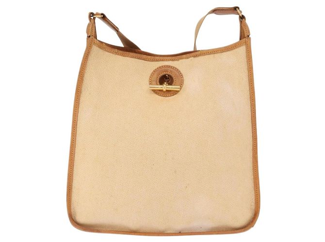 Hermès HERMES Borsa a Spalla Vespa PM Canvas Beige Oro Auth mr1763 D'oro - vista 2