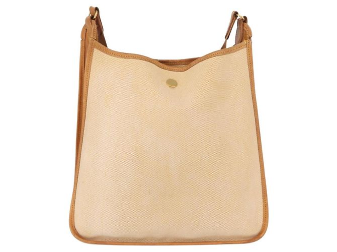Hermès HERMES Borsa a Spalla Vespa PM Canvas Beige Oro Auth mr1763 D'oro - vista 3