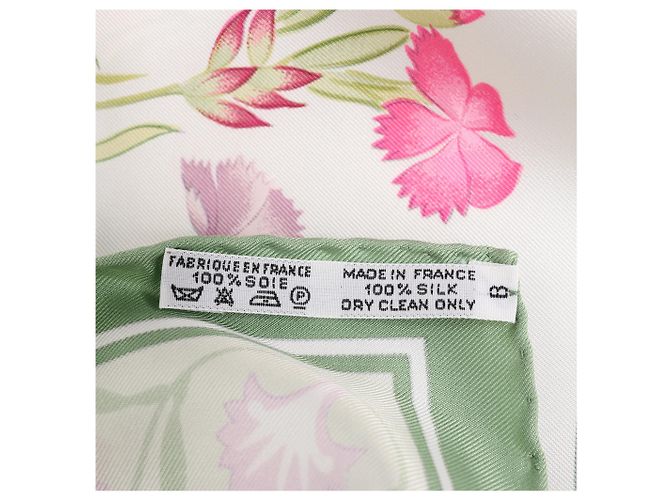 Fazzoletto Hermès Carré 90 "OEillets sauvages e altri Caryophyllees" in seta verde - vista 13