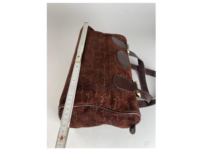 Vintage Givenchy Wildleder Monogramm Handtasche Braun - Ansicht 11