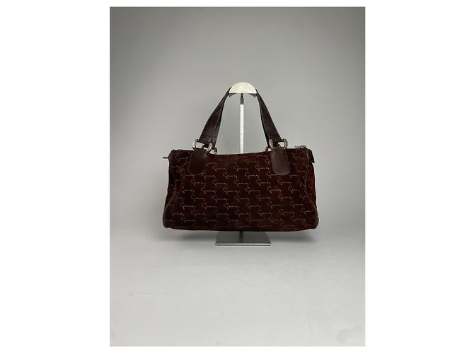 Vintage Givenchy Wildleder Monogramm Handtasche Braun - Ansicht 2