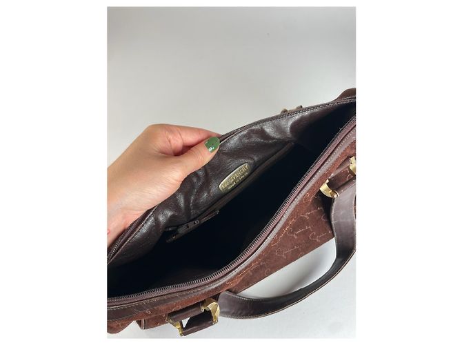 Vintage Givenchy Wildleder Monogramm Handtasche Braun - Ansicht 4