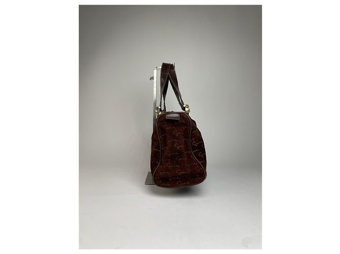 Vintage Givenchy Wildleder Monogramm Handtasche Braun - Ansicht 7