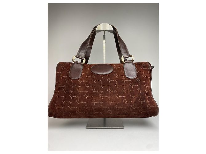 Vintage Givenchy Wildleder Monogramm Handtasche Braun - Ansicht 8