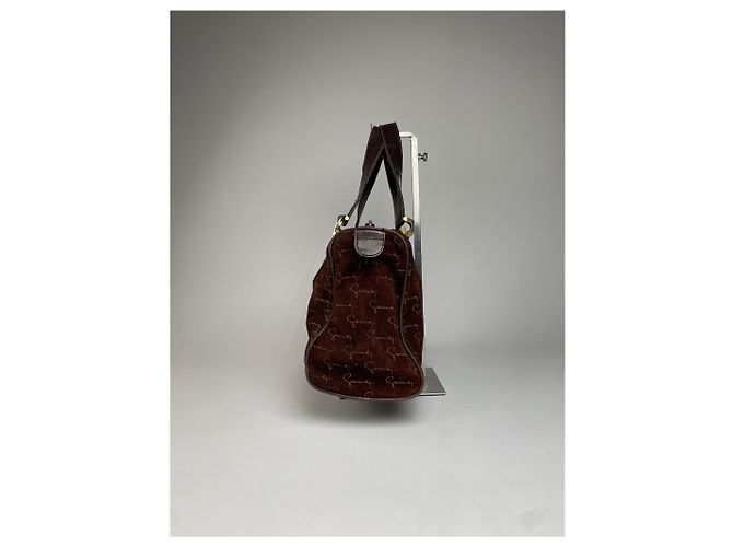 Vintage Givenchy Wildleder Monogramm Handtasche Braun - Ansicht 9