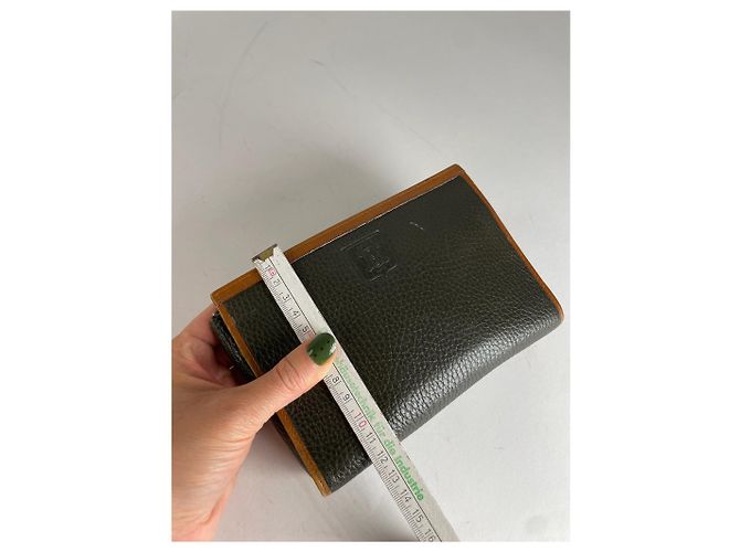 Triomphe Céline Clutch Vintage Celine Paris Nero Marrone Verde - vista 10