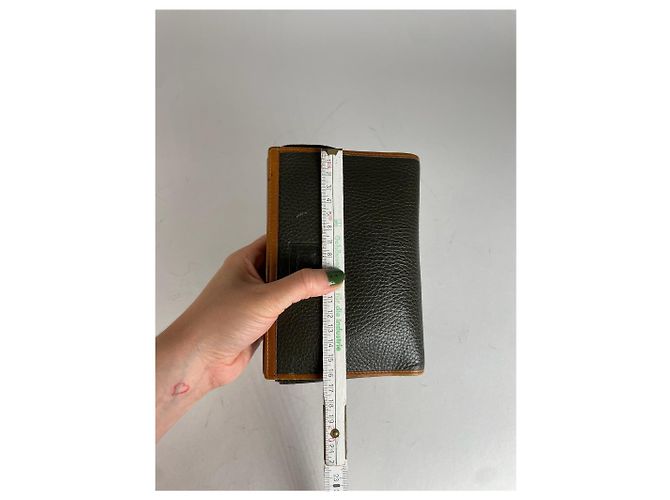 Triomphe Céline Clutch Vintage Celine Paris Nero Marrone Verde - vista 11