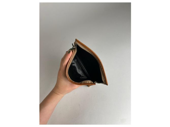 Triomphe Céline Clutch Vintage Celine Paris Nero Marrone Verde - vista 3