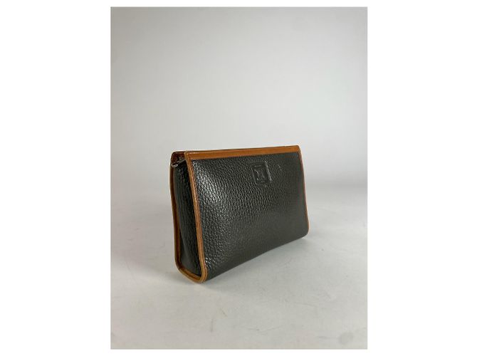 Triomphe Céline Clutch Vintage Celine Paris Nero Marrone Verde - vista 5