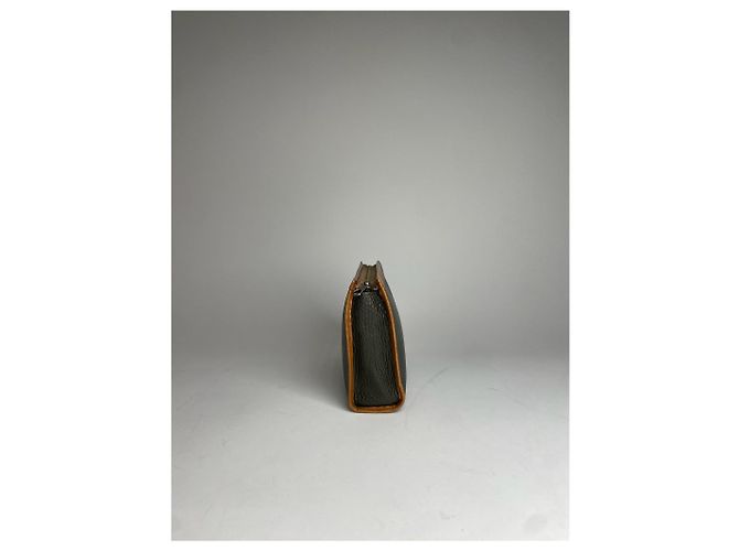Triomphe Céline Clutch Vintage Celine Paris Nero Marrone Verde - vista 6