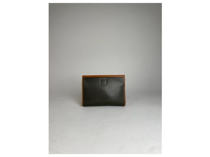Triomphe Céline Clutch Vintage Celine Paris Nero Marrone Verde - vista 7
