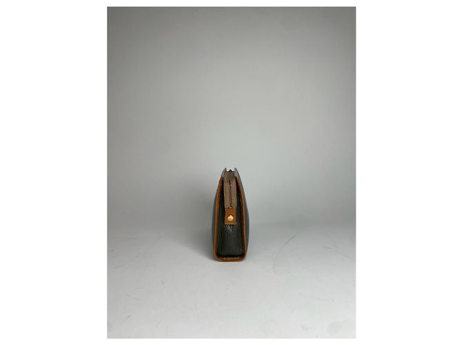 Triomphe Céline Clutch Vintage Celine Paris Nero Marrone Verde - vista 8