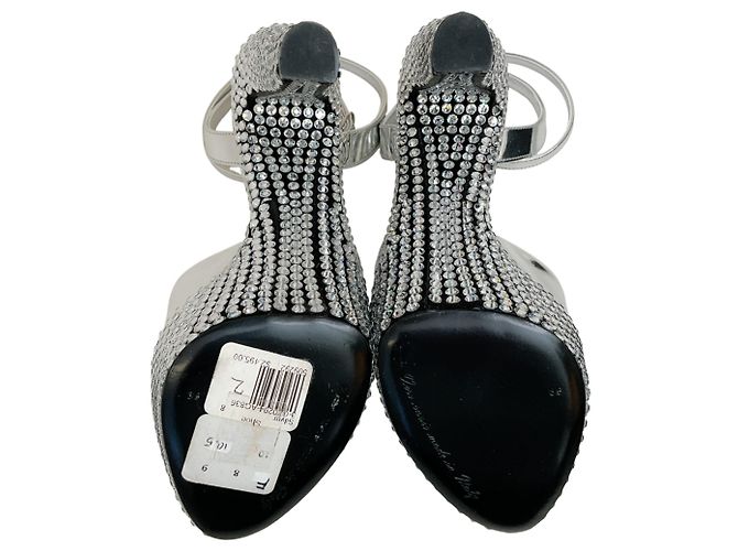 Sandali con piattaforma in pelle specchiata decorati con cristalli Dolce & Gabbana Argento - vista 7