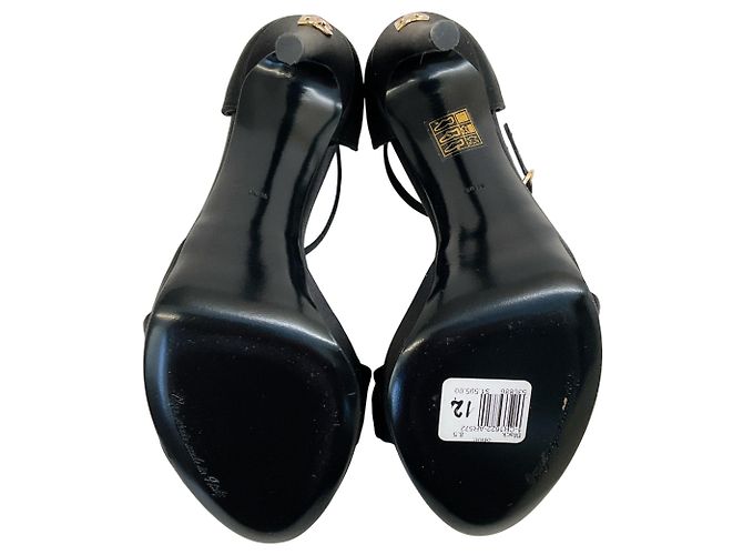 Sandali platform Keira in satin nero con applicazione di rosa di Dolce & Gabbana - vista 7