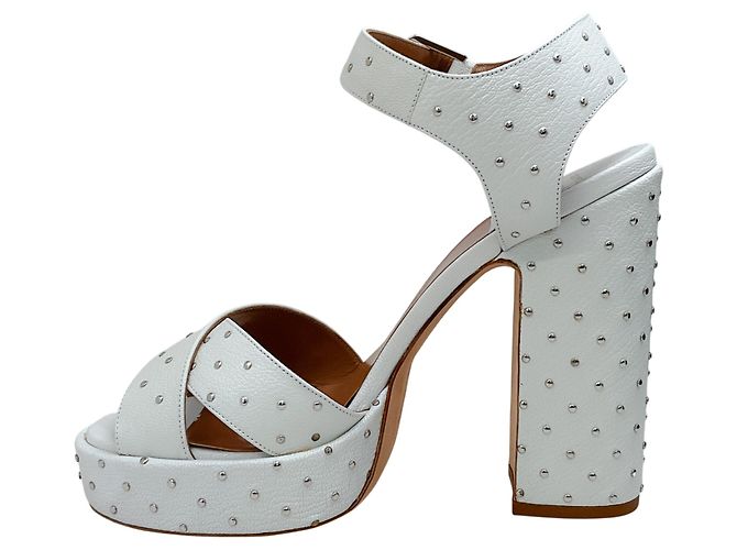 Sandali platform Rosange in pelle bianca con borchie Laurence Dacade Bianco - vista 3