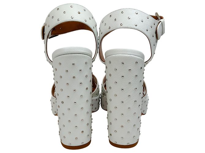 Sandali platform Rosange in pelle bianca con borchie Laurence Dacade Bianco - vista 5