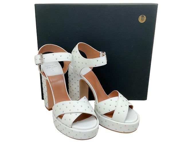 Sandali platform Rosange in pelle bianca con borchie Laurence Dacade Bianco - vista 6