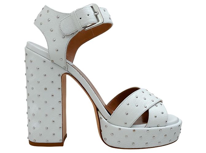 Sandali con piattaforma Rosange in pelle bianca con borchie Laurence Dacade Bianco - vista 2