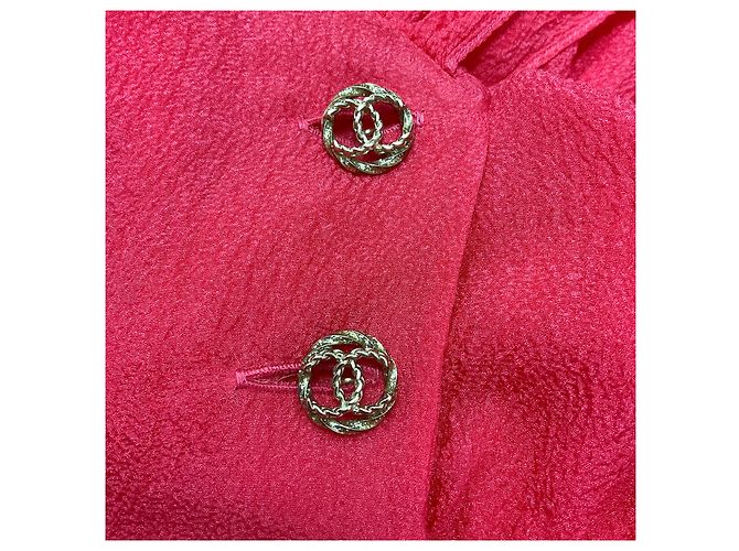 Fuchsia 2021 Rüschensilk-Chiffon Cocktailkleid von Chanel Pink - Ansicht 6