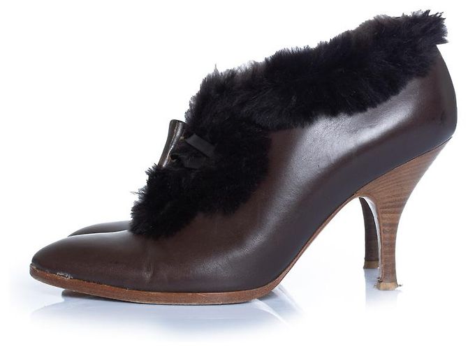 Botines marrones con pelo Salvatore Ferragamo Castaño - vista 2