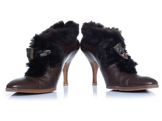 Botines marrones con pelo Salvatore Ferragamo Castaño - vista 3