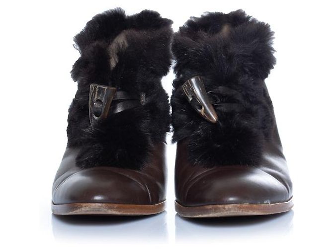 Botines marrones con pelo Salvatore Ferragamo Castaño - vista 4