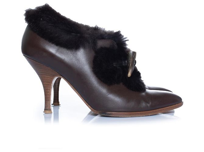 Botines marrones con pelo Salvatore Ferragamo Castaño - vista 5