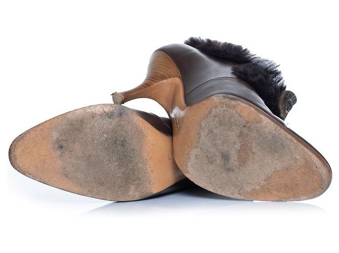 Botines marrones con pelo Salvatore Ferragamo Castaño - vista 7