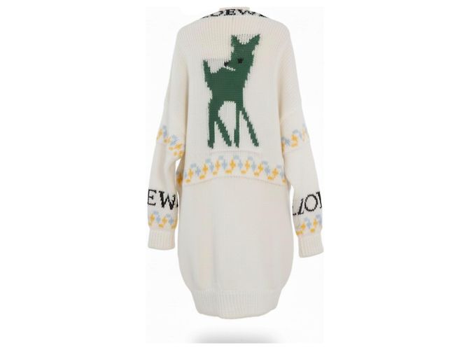 Loewe Logo Long Cardigan Creme Mohair Wolle - Ansicht 6