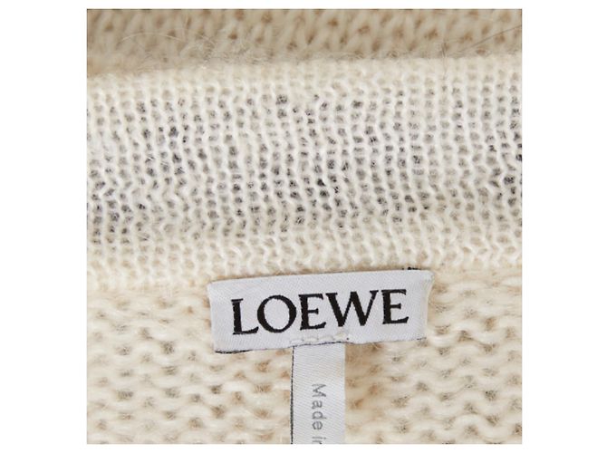 Loewe Logo Long Cardigan Creme Mohair Wolle - Ansicht 7