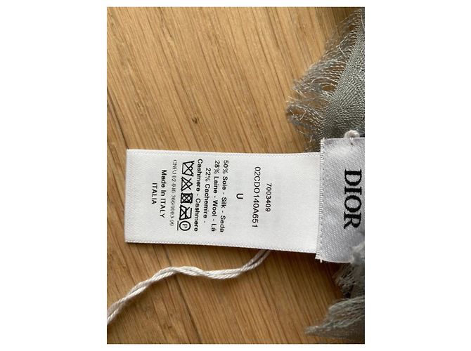 Dior Oblique Monogramm Schal Seide Wolle Kaschmir Grau - Ansicht 10