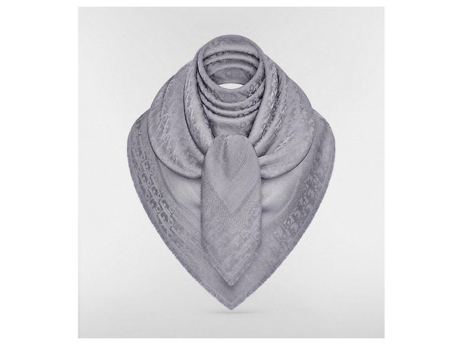 Dior Oblique Monogramm Schal Seide Wolle Kaschmir Grau - Ansicht 2