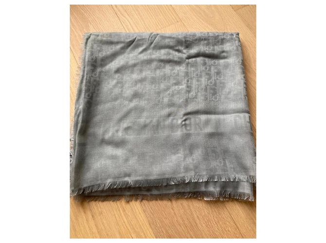Dior Oblique Monogramm Schal Seide Wolle Kaschmir Grau - Ansicht 6