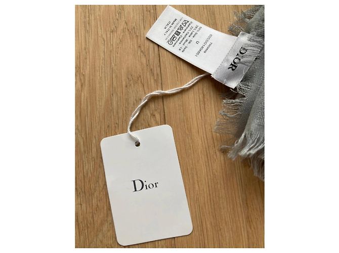 Dior Oblique Monogramm Schal Seide Wolle Kaschmir Grau - Ansicht 8