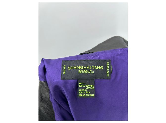 Shanghai Tang Giacca in pelle nera e seta Nero - vista 5