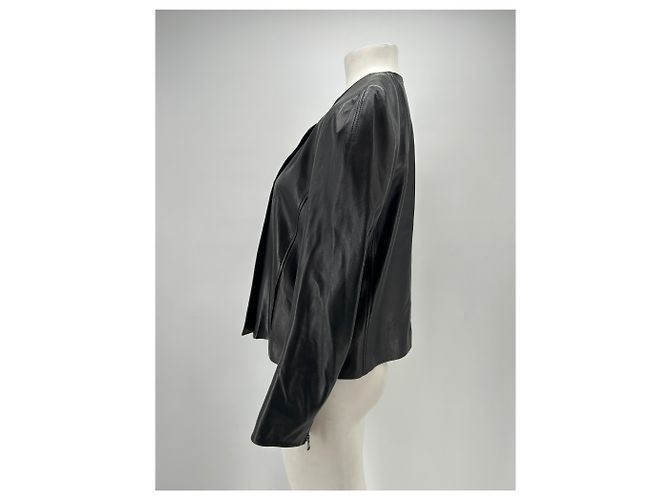 Apostrophe Schwarze Lederjacke mit silbernen Knöpfen - Ansicht 4