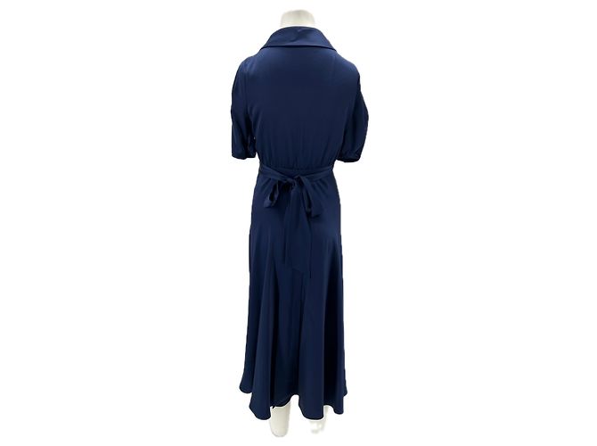 Diane Von Furstenberg Langes satinblaues Kleid - Ansicht 2