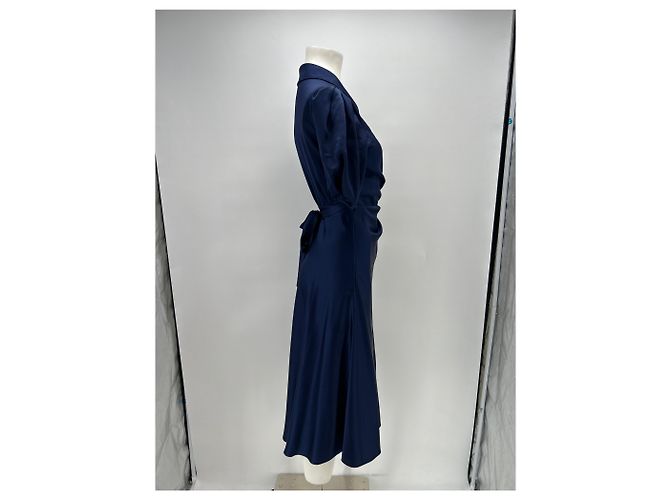 Diane Von Furstenberg Langes satinblaues Kleid - Ansicht 3