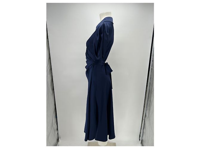 Diane Von Furstenberg Langes satinblaues Kleid - Ansicht 4