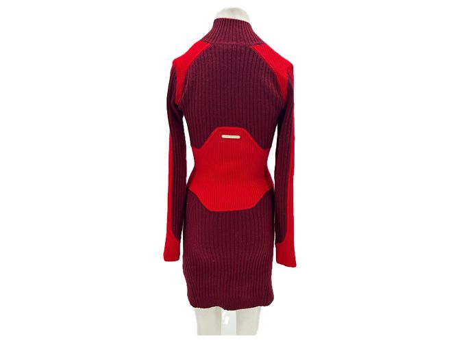 Autre Marque Vestido de punto burdeos y rojo de cachemira - vista 2
