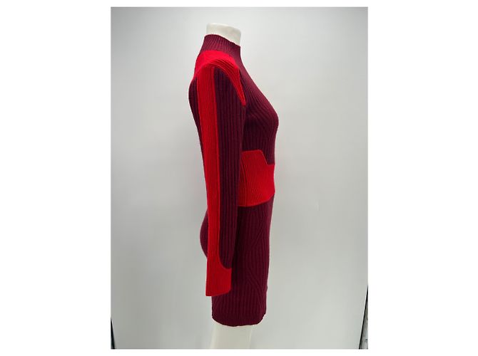 Autre Marque Vestido de punto burdeos y rojo de cachemira - vista 3