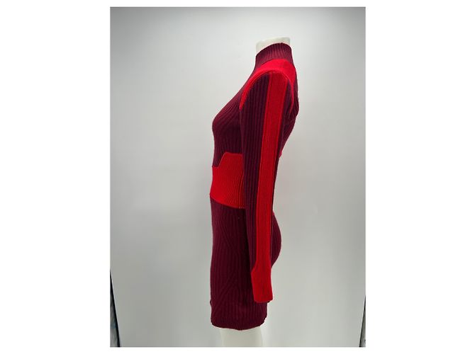 Autre Marque Vestido de punto burdeos y rojo de cachemira - vista 4