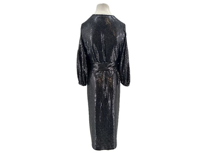 Roseanna Pailletten-Kleid mit Gürtel Schwarz - Ansicht 2