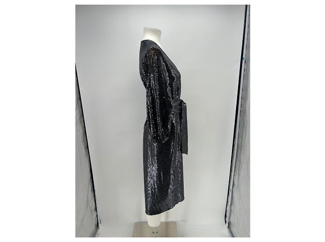 Roseanna Pailletten-Kleid mit Gürtel Schwarz - Ansicht 3