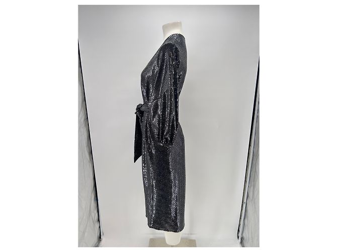 Roseanna Pailletten-Kleid mit Gürtel Schwarz - Ansicht 4