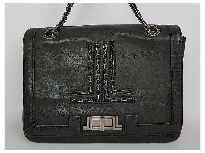 Lanvin Borsa a spalla in pelle di capra con catena Nero - vista 2