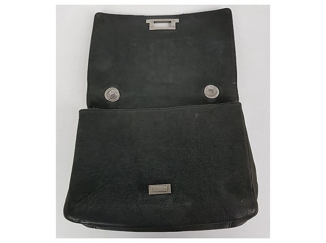 Lanvin Borsa a spalla in pelle di capra con catena Nero - vista 8